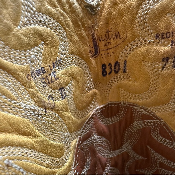 Vintage Justin Iguana/Lizard Cowboy Boots Mens Size 10 Western Style 8301 Tan - Picture 7 of 8